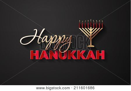 Vector Illustration for Hannukah on Black. In golden