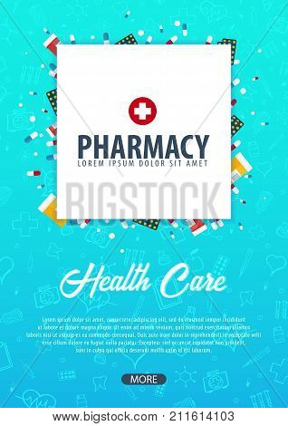 Pharmacy. Medical Background. Health Care. Vector Medicine Illustration.