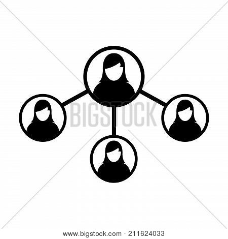 People Network Social Connection Icon Vector With Female Person Avatar Symbol For Multiple Sharing F