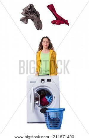 Woman feeling sressed after doing dirty laundry