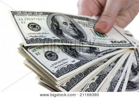 Dollars notes are in womanish hands