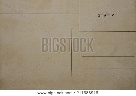 Back of vintage blank postcard with space for text