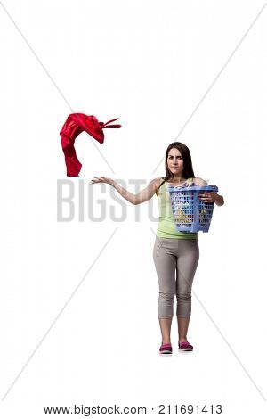 Woman feeling sressed after doing dirty laundry