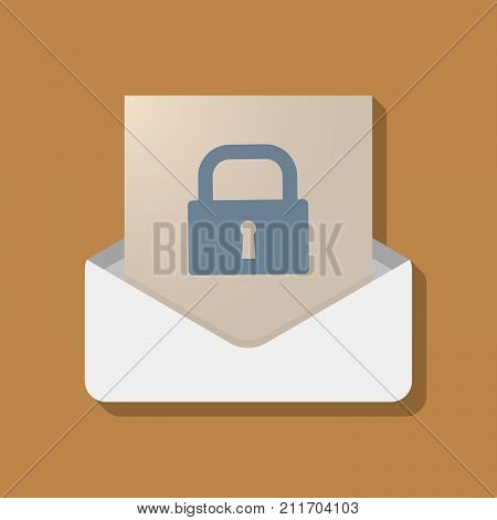 Long Shadow Opened Letter With A Closed Lock Pad