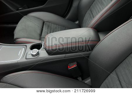 armrest in the luxury passenger car, front seats