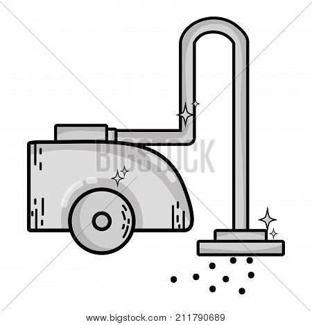 grayscale vacuum cleanner machine electric equipment vector illustration