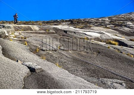 Mount Kinabalu,Ranau,Sabah,Malaysia-March 13,2016:View from the top of the Majestic Mount Kinabalu in Kinabalu National Park,Sabah,Malaysia.The Borneo's most popular tourist attractions for tourist
