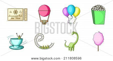 Amusement park icons in set collection for design. Equipment and attractions vector symbol stock  illustration.