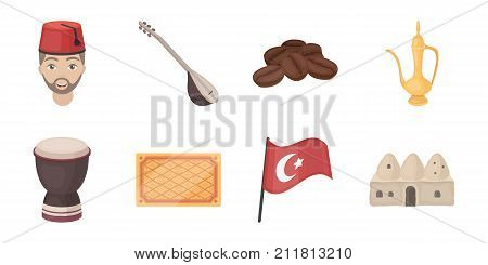 Turkey country icons in set collection for design.Travel and attractions vector symbol stock  illustration.