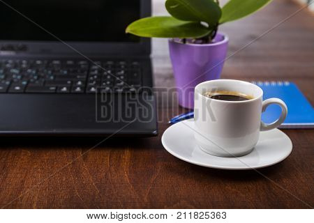 Workplace Of  Businessman With A Laptop
