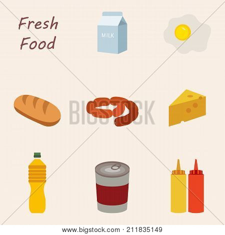 Everyday goods and food products to buy at supermarket