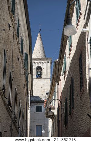 Appignano (Ancona Marches Italy) buildings of the historic village: a typical street