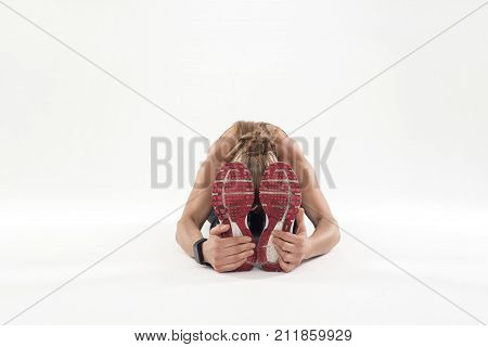 Young Adult Woman Doing Yoga, Tilt Forward.