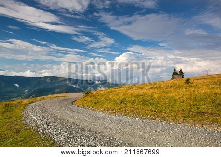 Autumn scenery in Carnic Apls after heavy rain in Austria.