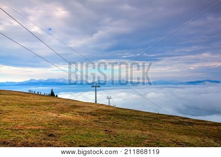 Autumn Scenery In Ski Resort In Carnic Apls Austria.