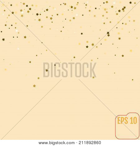 Star Falling Print And Modern Creative Pattern. Golden Starry Ba