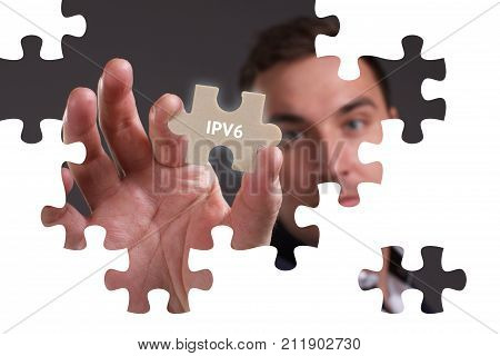 The Concept Of Business, Technology, The Internet And The Network. A Young Businessman Collects A Pu