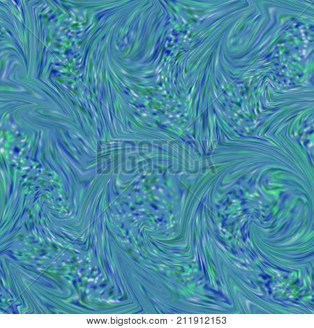Digitally created image blue green swirl marbling effect oil background tileable seamless pattern