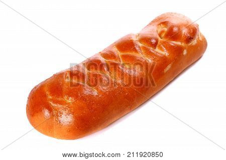 Photo of Coulibiac isolated over white background