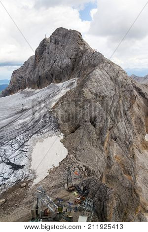 People Climbing Via Koppenkarstein Ferrata Near Dachstein Glacier, Austrian Alps