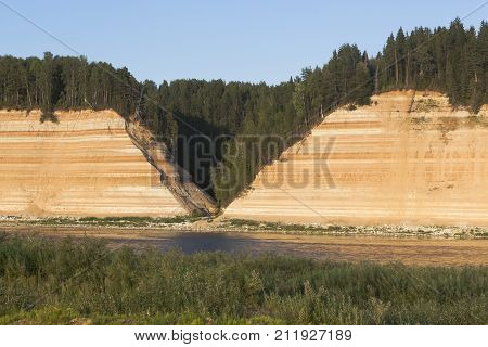 Opoki tract is a natural monument on the Sukhona River in the Vologda Region, Russia