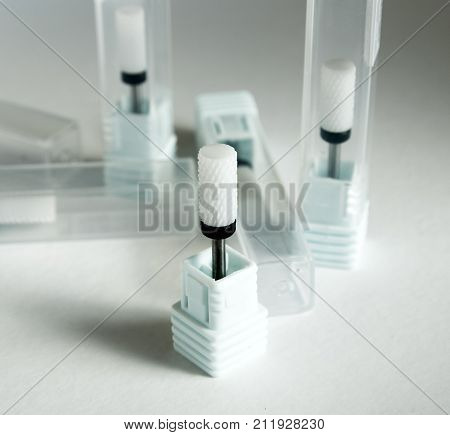 Burs For Podiatry, Ceramic Nail Drill Bits Cilinder Form. Medical Instrument.