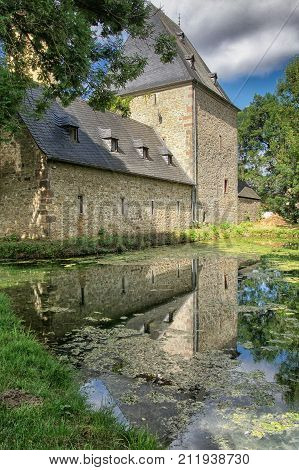 BITBURG, GERMANY - JUNE 26, 2017: Old Rittersdorf Castle close to Bitburg on June 26, 2017 in Germany, Europe
