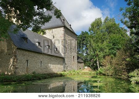 BITBURG, GERMANY - JUNE 26, 2017: Old Rittersdorf Castle close to Bitburg on June 26, 2017 in Germany, Europe
