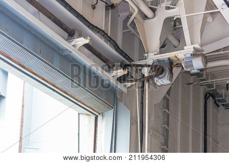 Roller shutter door for industrial background .