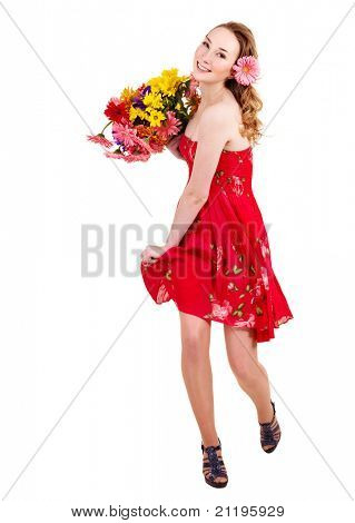 Fiori di azienda giovane e bella donna.