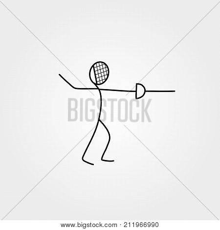 Cartoon icon sport stick figure swordsman vector