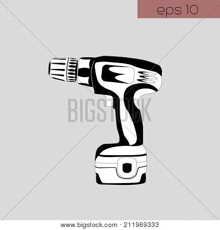 vector illustration icon electric screwdriver on gray background