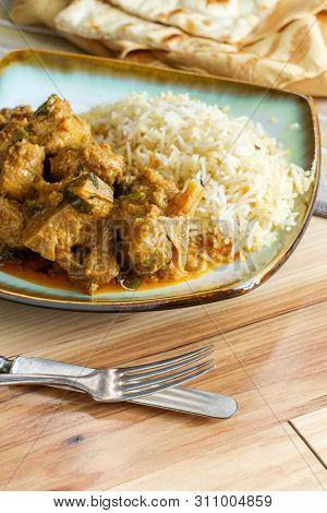Authentic Indian Goat Korma Curry With Jasmine Rice