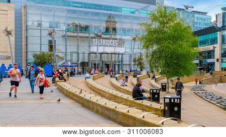Manchester, Uk - May 18 2018: Cityscape And Architecture At Manchester City Centre Where Is The Loca