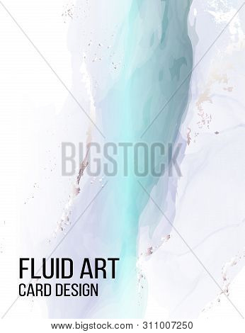 Marble Alcohol Ink With Watercolor Texture. Modern Design In Pink Gold Foil Background For Wedding, 