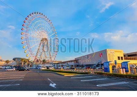 Osaka, Japan - October 29 2018: Rinku Pleasure Town Seacle Is A Large-scale Shopping Complex  Offeri