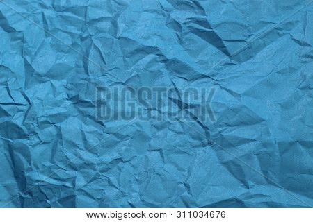 Texture Of Crumbled Paper. Background Of Mint Old Leaf Closeup
