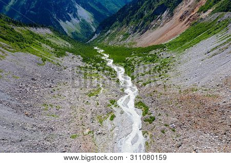 Caucasus Mountains On The Border Of Russia And Georgia. Chalaat Pass And Very Beautiful View Of The 