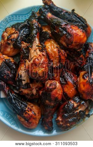 Sweet Mesquite Glazed Bbq Chicken Leg Drumsticks With Flame Charred Skins