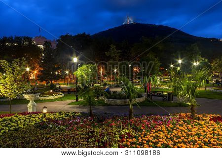 Pyatigorsk, Russia - July 12,2019:view Of The Night The 
