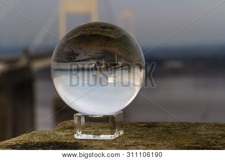Crystal Ball View Of Original Severn Crossing Suspension Bridge