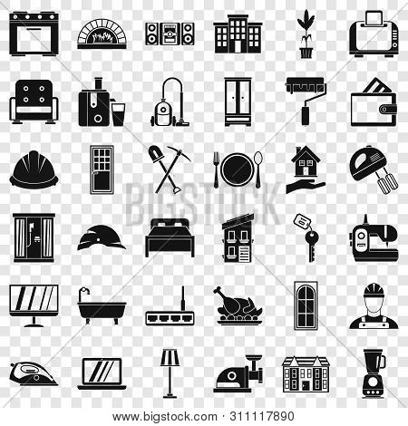 Cozy House Icons Set. Simple Style Of 36 Cozy House Icons For Web For Any Design