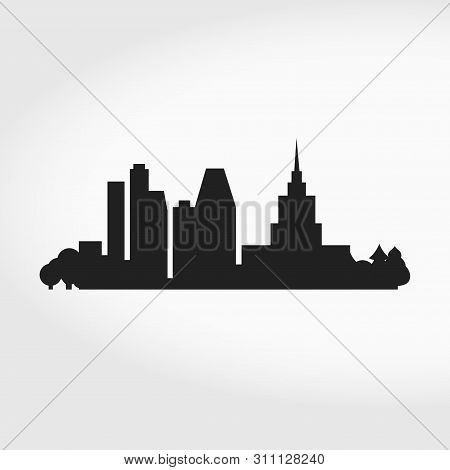 Big City Skyline Silhouette. Business Center. Modern And Classic Skyscrapers. Vector Illustration.