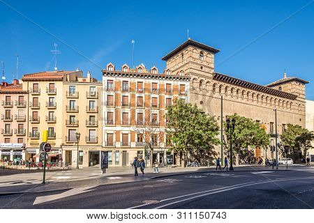 Zaragoza,spain - May 11,2019 - In The Streets Of Zaragoza. Zaragoza Is The Capital City Of The Zarag
