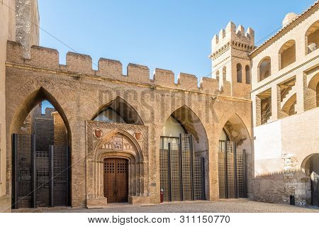 Zaragoza,spain - May 11,2019 - View At The Interior Of Aljafería Palace In Zaragoza. Zaragoza Is The