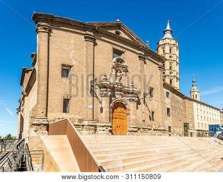 Zaragoza,spain - May 11,2019 - Church Of San Juan Panetes At The Pillar Square In Zaragoza. Zaragoza