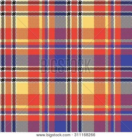 Modern Abstract Madras Plaid Seamless Pattern. Vector Illustration.