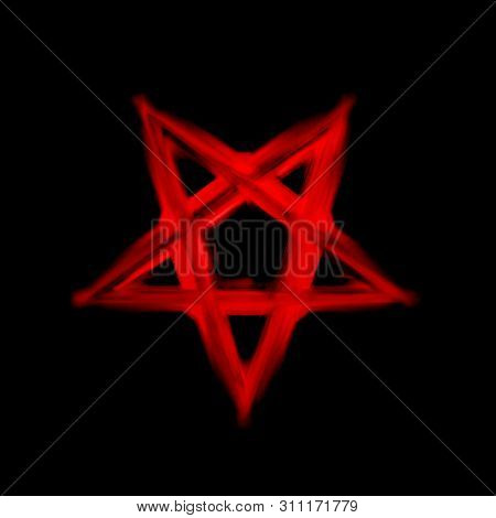Reversed Pentagram Symbol. Wiccan Symbols- Cross Of Sulfur.blood Runic Spell Circle. Satanic Sign, M