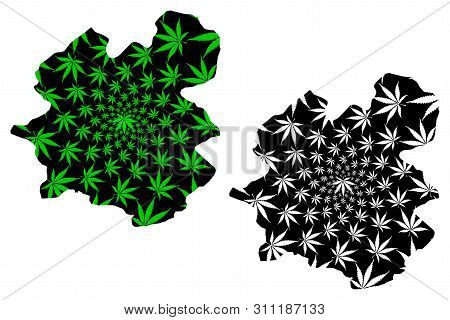 Erzurum (provinces Of The Republic Of Turkey) Map Is Designed Cannabis Leaf Green And Black, Erzurum