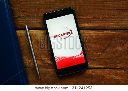 Stavropol, Russian Federation. July 13, 2019. Smartphone With Mobile Application Boc Mobile Banking